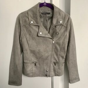 Faux suede grey biker jacket